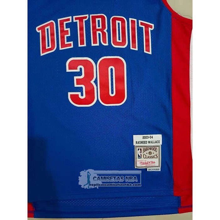 Camiseta Detroit Pistons Rasheed Wallace NO 30 Mitchell & Ness 2003-04 Azul